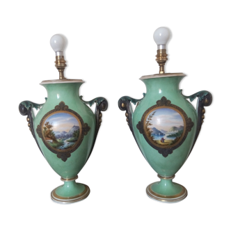 Pair of legs of porcelain lamps from Paris