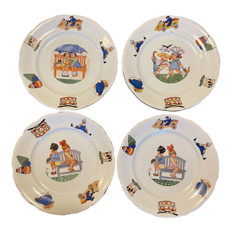 Lot de 4 assiettes à dessert Sarreguemines et Digoin