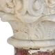 Pair of Brocatelle marble columns and stone with Corinthian capitals.