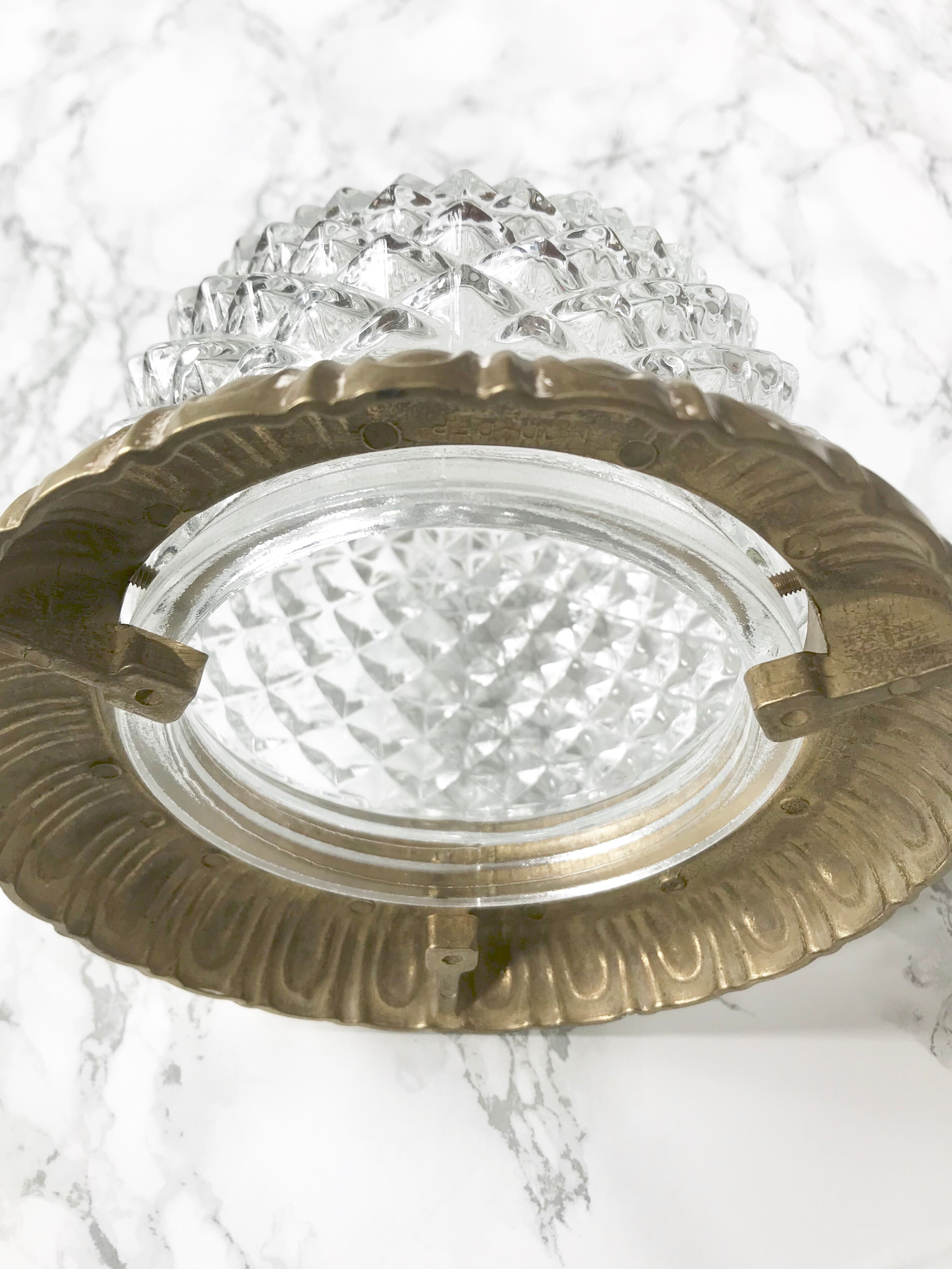 Glass and brass wall lamp