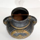 Terracotta vase anthracite and golden 1900