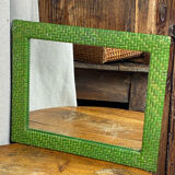 Rectangular wicker mirror