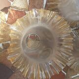Set of 3 Tulip lampshades in opalescent glass with golden and wavy edges