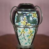 Ceramic vase with silver frame, vase signed by Argyl, Art Nouveau vase, art deco, collection