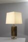 Philippe Cheverny large brass lamp with eglomisé glass, France 1970s