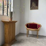 Fauteuil bois doré et velours rouge Louis XVI