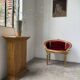 Fauteuil bois doré et velours rouge Louis XVI