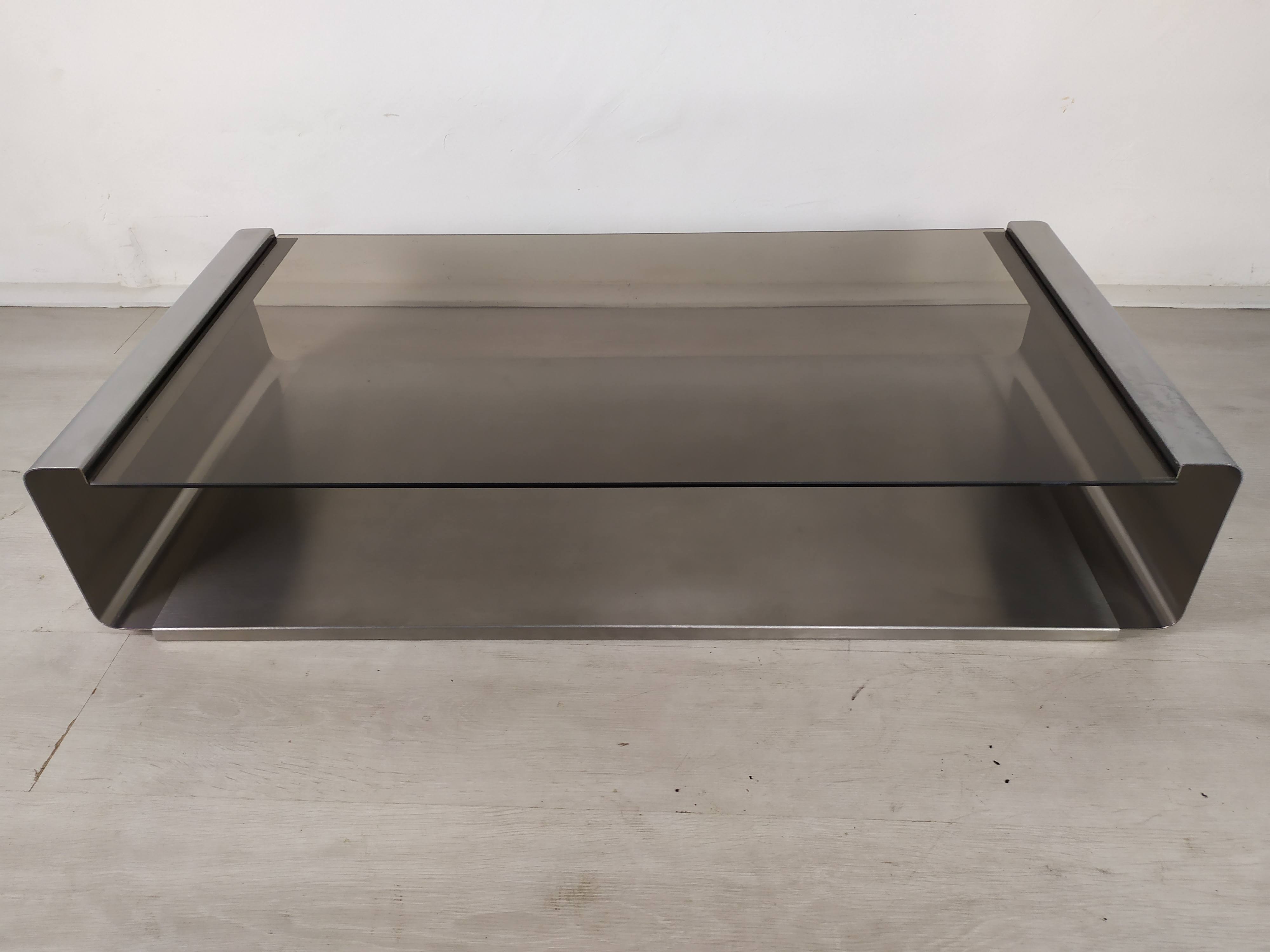 Stainless steel coffee table design Roche Bobois