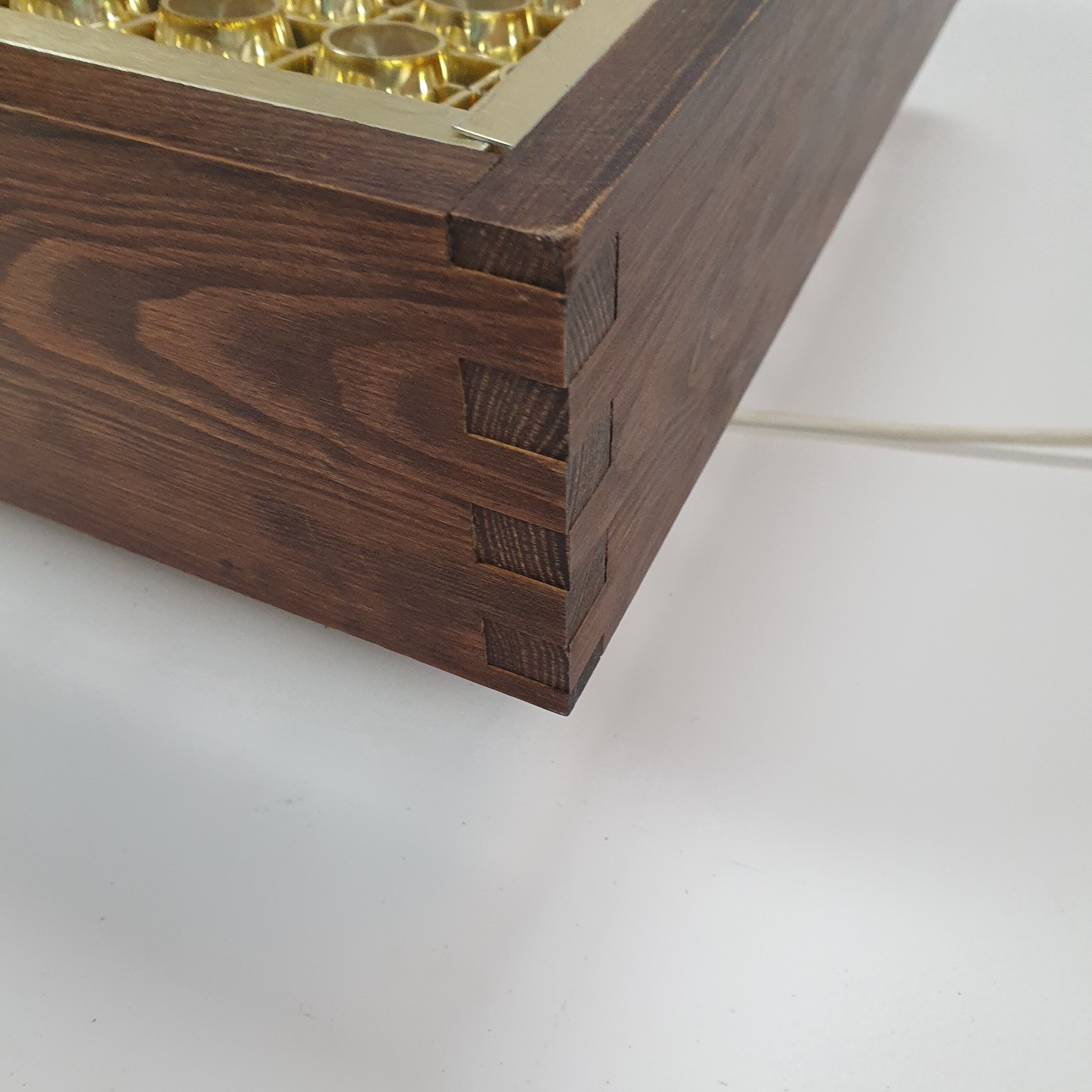 Mid century scandinavian pine and brass ceiling lamp, 1960s