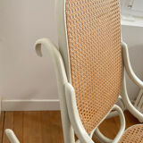 Rocking Chair THONET époque fin XIXe en bois courbé cérusé grège