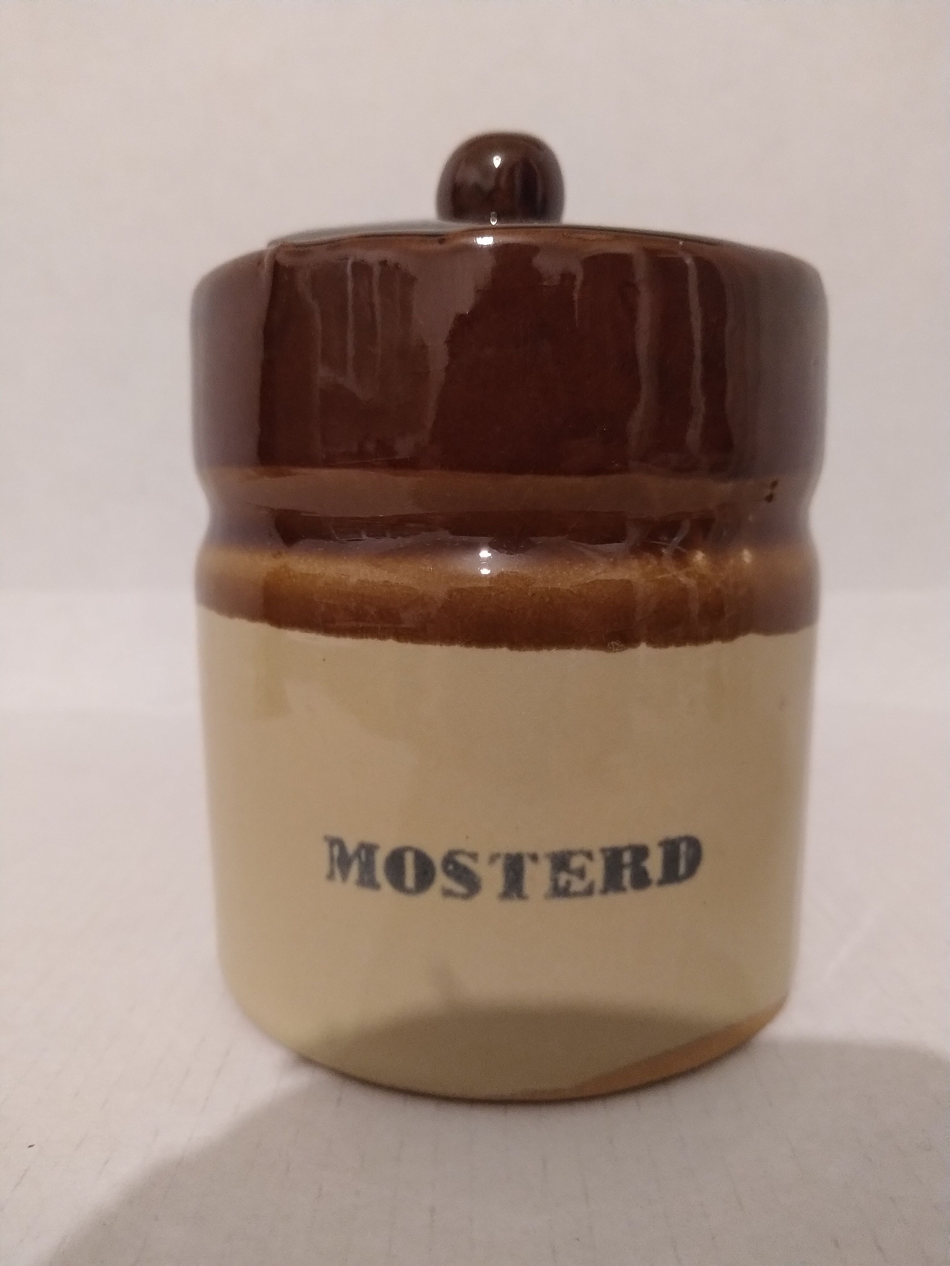 Ancien Pot à Moutarde Ou Sucrier – Céramique Bretonne – Devise Latine – Vintage 1920