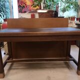 Old chemistry table in slate oak and copper