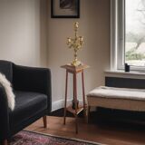 Art Deco sculpted pedestal in solid wood and marble – circa 1930