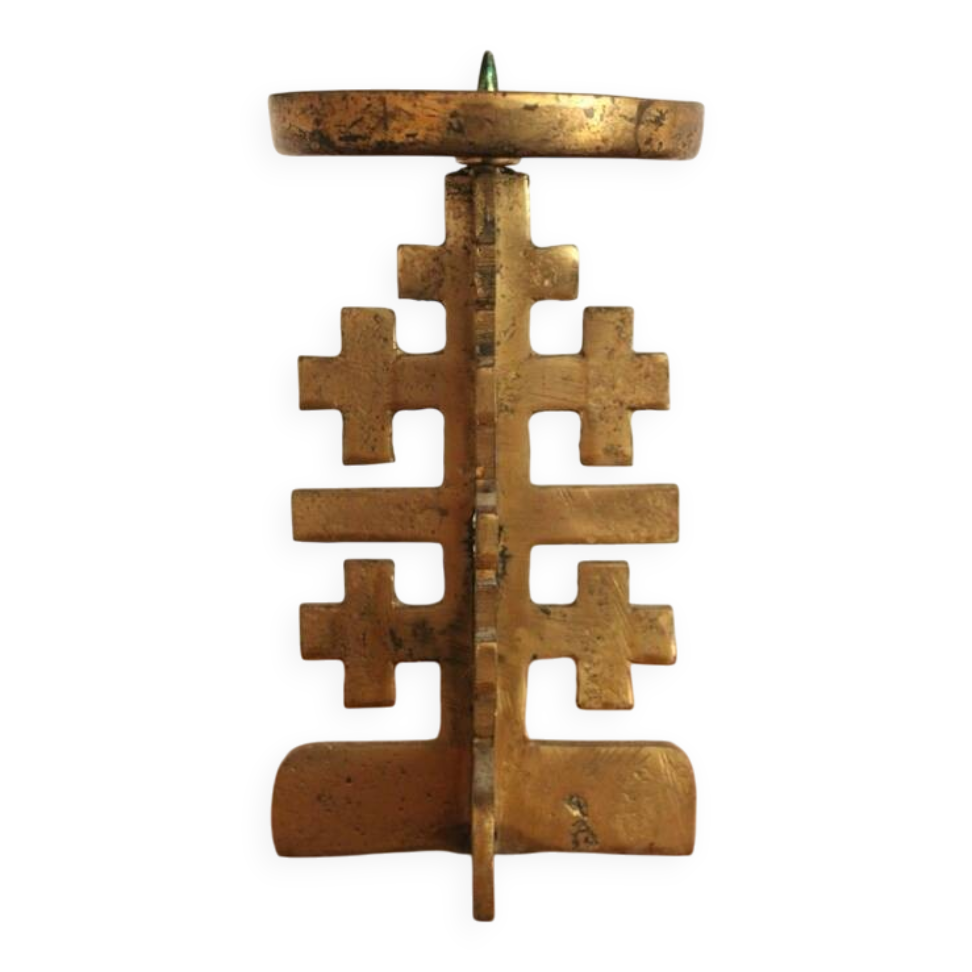 Brutalist vintage heavy brass candle Holder.