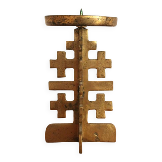 Brutalist vintage heavy brass candle Holder.