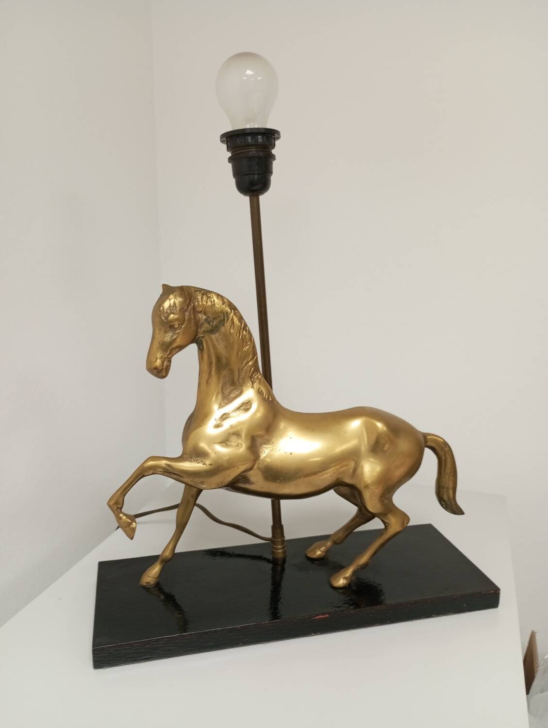 Table lamp Horse in gilded brass
