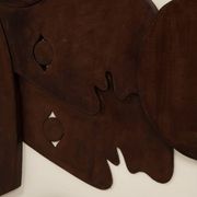 Relief panel "The Twins" in patinated wood. Contemporary.