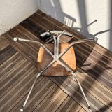Formica table with marble motif, with drawer and its 3 chairs.
