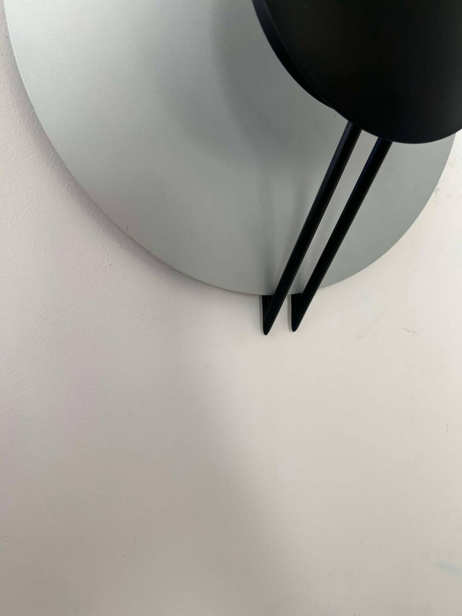 Vintage round wall light, grey and black metal, Italy 1970.