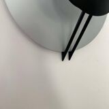 Vintage round wall lamp, gray and black metal, Italy 1970