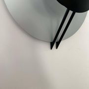 Vintage round wall light, grey and black metal, Italy 1970.