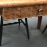 Old brasserie table with oak top