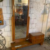 Art Deco dressing table with original beveled mirror is tilting swivel
