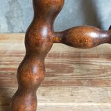 Tripod stool solid wood turned vintage