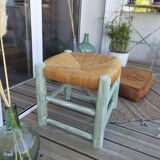 Set of 4 Bohemian straw stools