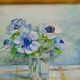 20th-century watercolor painting signed Carré-Tison, Bouquet of blue flowers