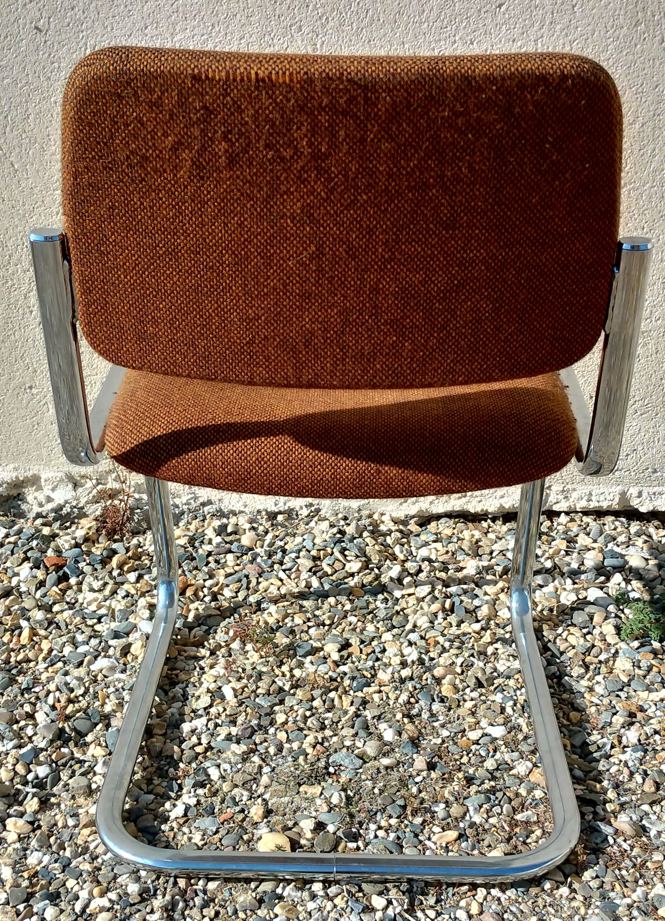 70s chrome and fabric conference chair