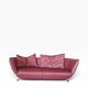 de Sede DS-102 red leather sofa with 3 stools