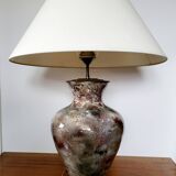 Grote gepatineerde glassen tafellamp van Laque Line jaren 1970