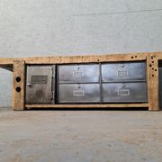 Old established furniture low industrial TV vintage oak and metal