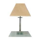 Lampe de table en acrylique vintage Hollywood Regency avec abat-jour tissé d'origine