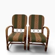 Fauteuils en rotin éclissé style Audoux Minet des années 50 F