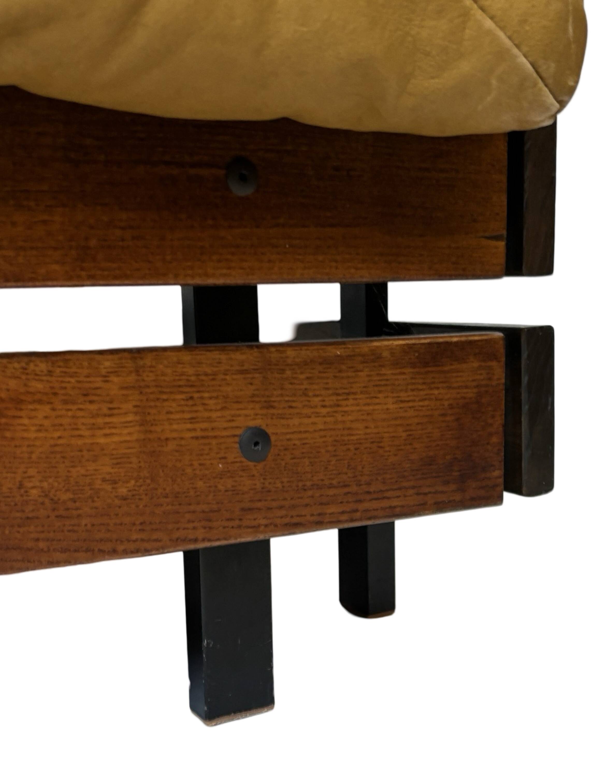 Canapé de salon Mid-Century en cuir cognac petit modèle