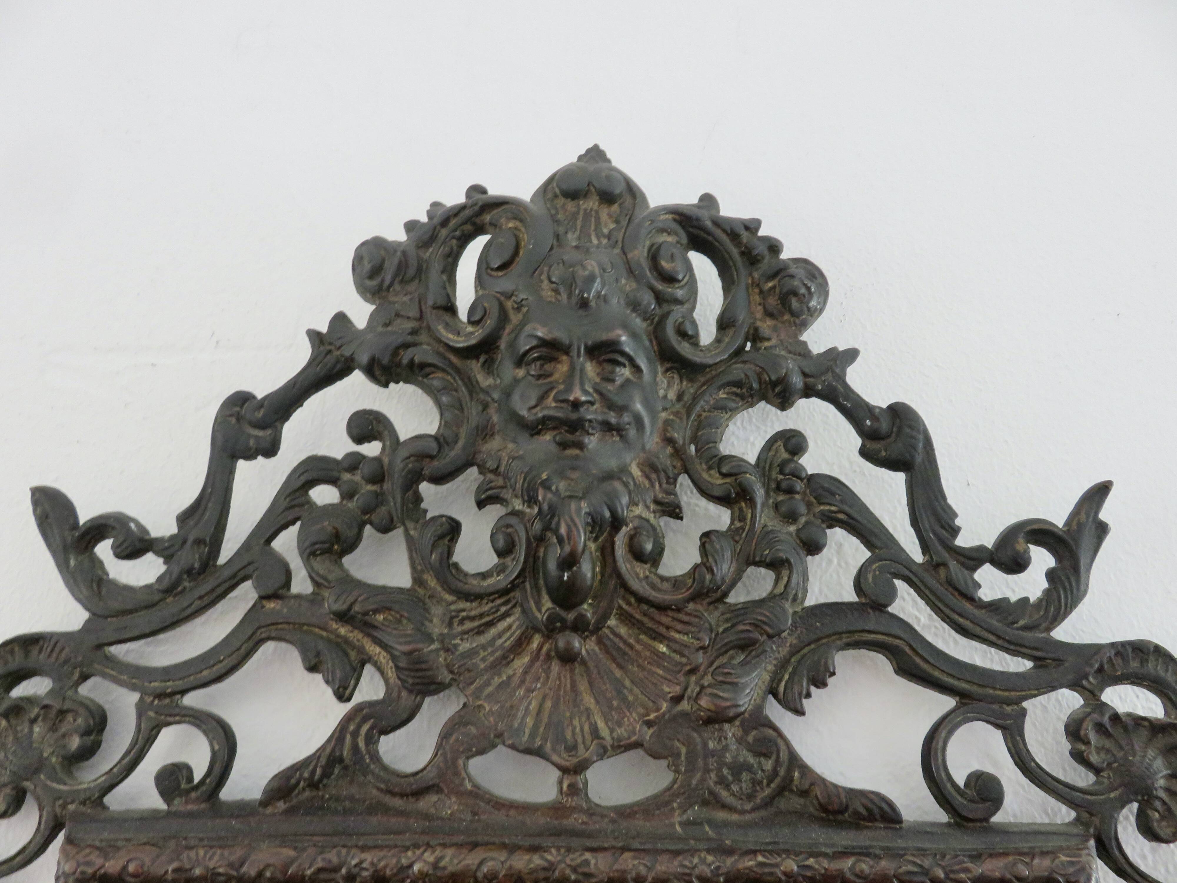 French cast iron mirror "Bacchus" god of wine, 1920s - 1930s