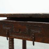 Spanish Oak Side Table or Console, 17th Century