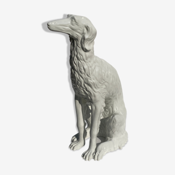 95 cm terracotta glazed Borzoi or Russian Afghan wolfhound, Austria 1960s.