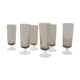 6 smoked glass champagne flutes, 70s