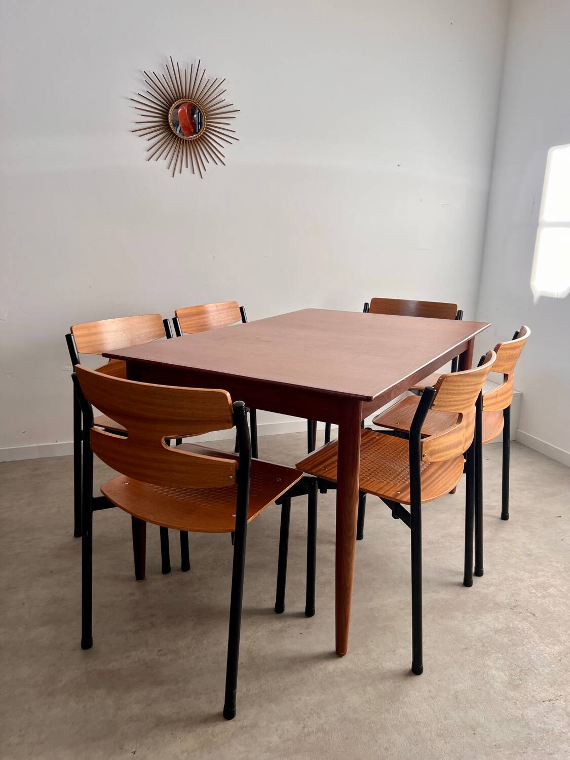 Old Scandinavian design rectangular teak table from the 60s vintage