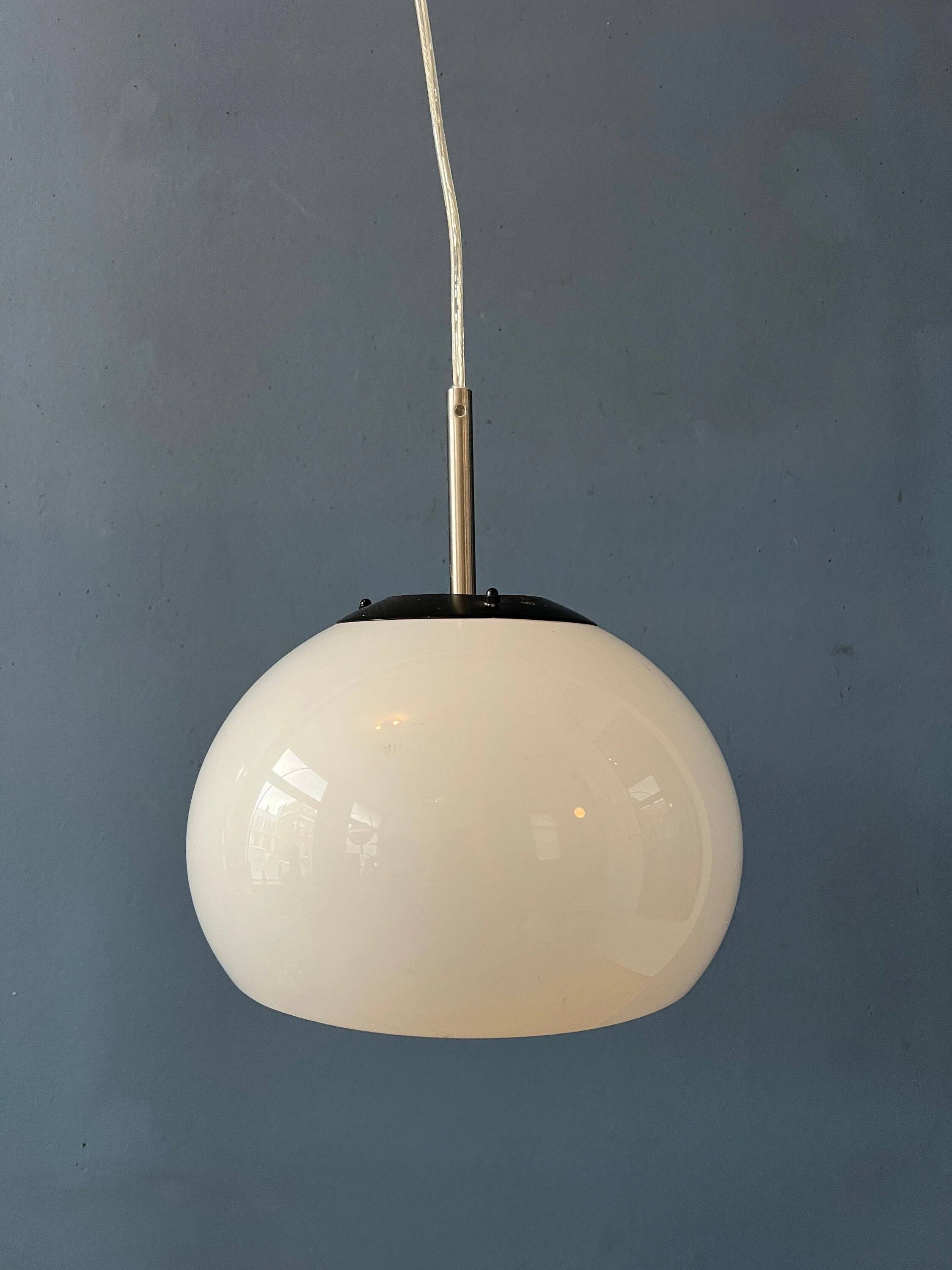Small white Space Age mushroom pendant light