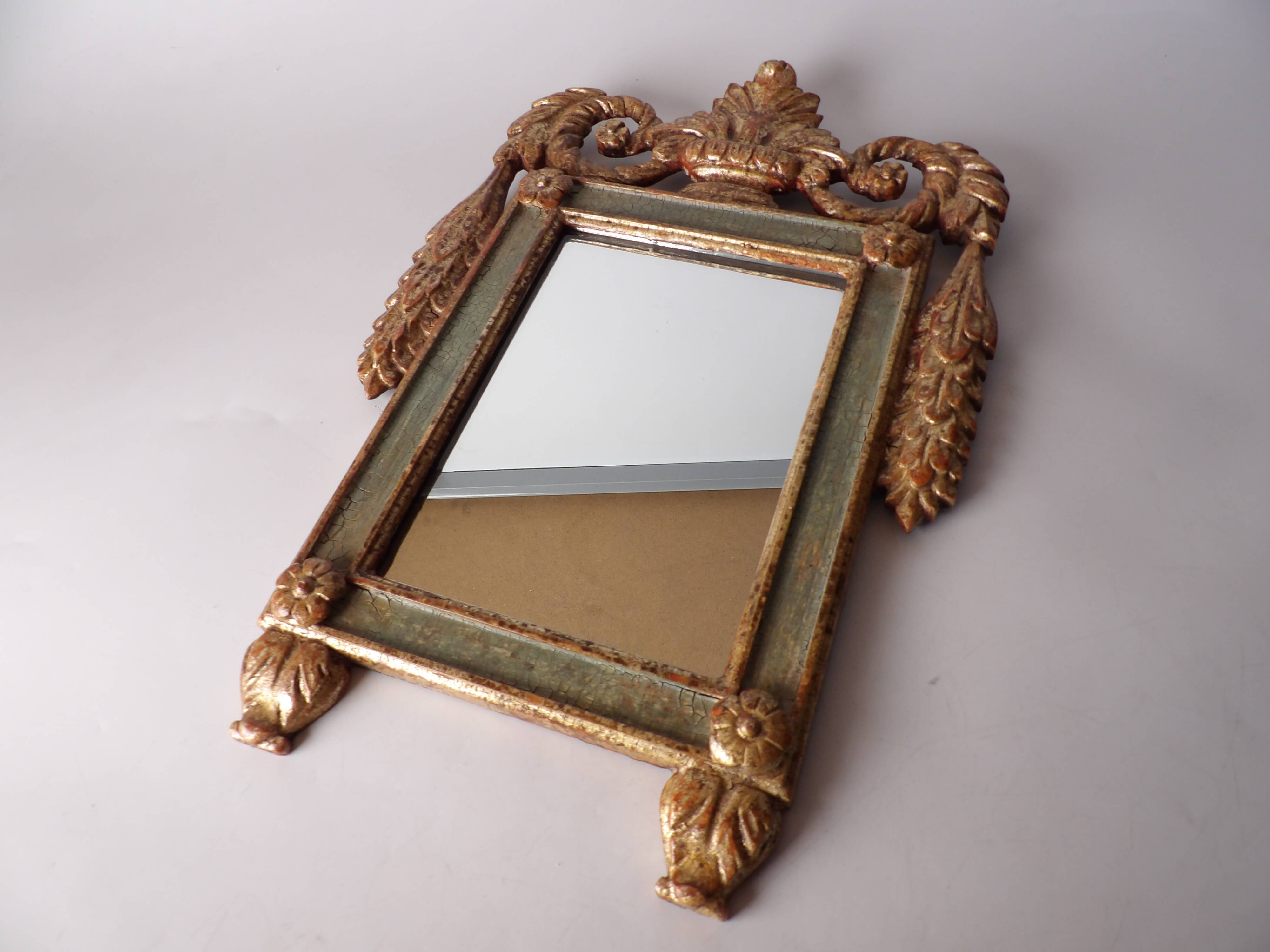 Hand carved wooden mirror