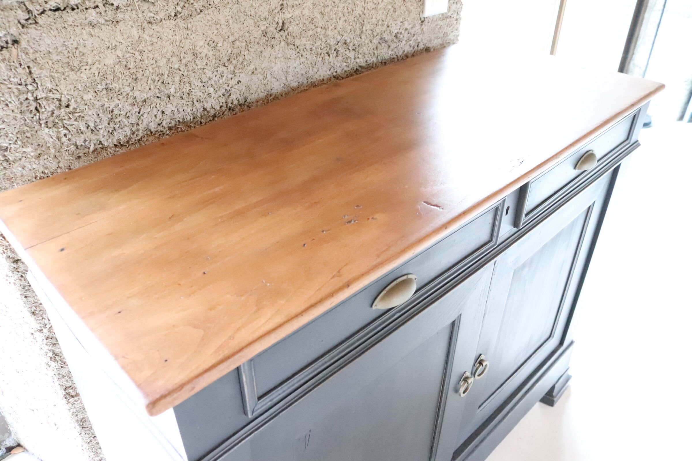 Buffet 2 doors black and wood restyled