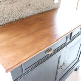 Buffet 2 doors black and wood restyled