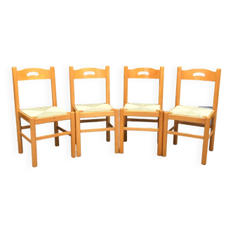 Chaises vintage en bois et corde années 80