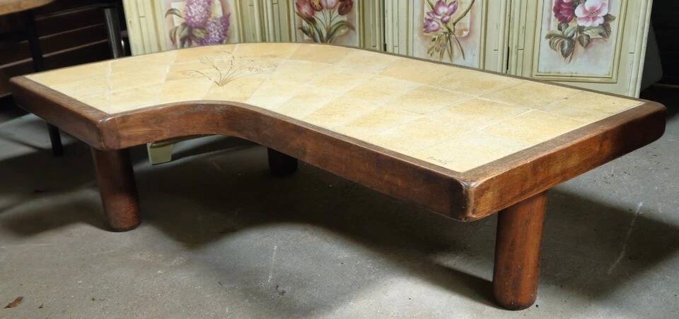 Biomorphic ceramic coffee table – signed Barrois – 1950s/60s