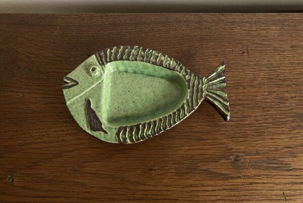 Plat poisson en terre vernissée Dieulefit 1960