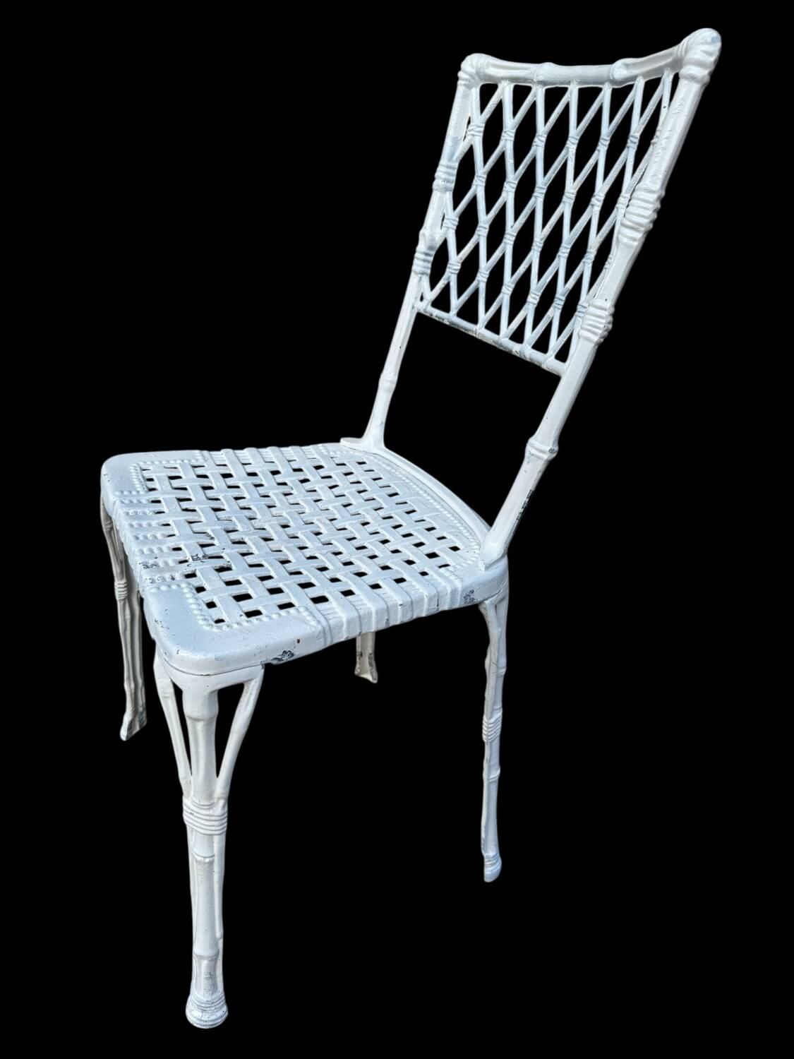 Paire de chaises en fonte d’aluminium décor bambou, Espagne 1960